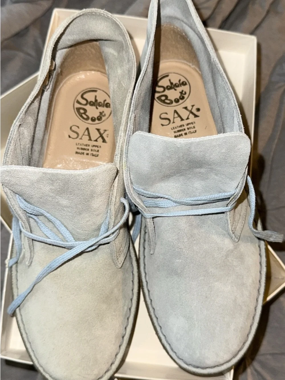 Light Blue Suede Desert Boots